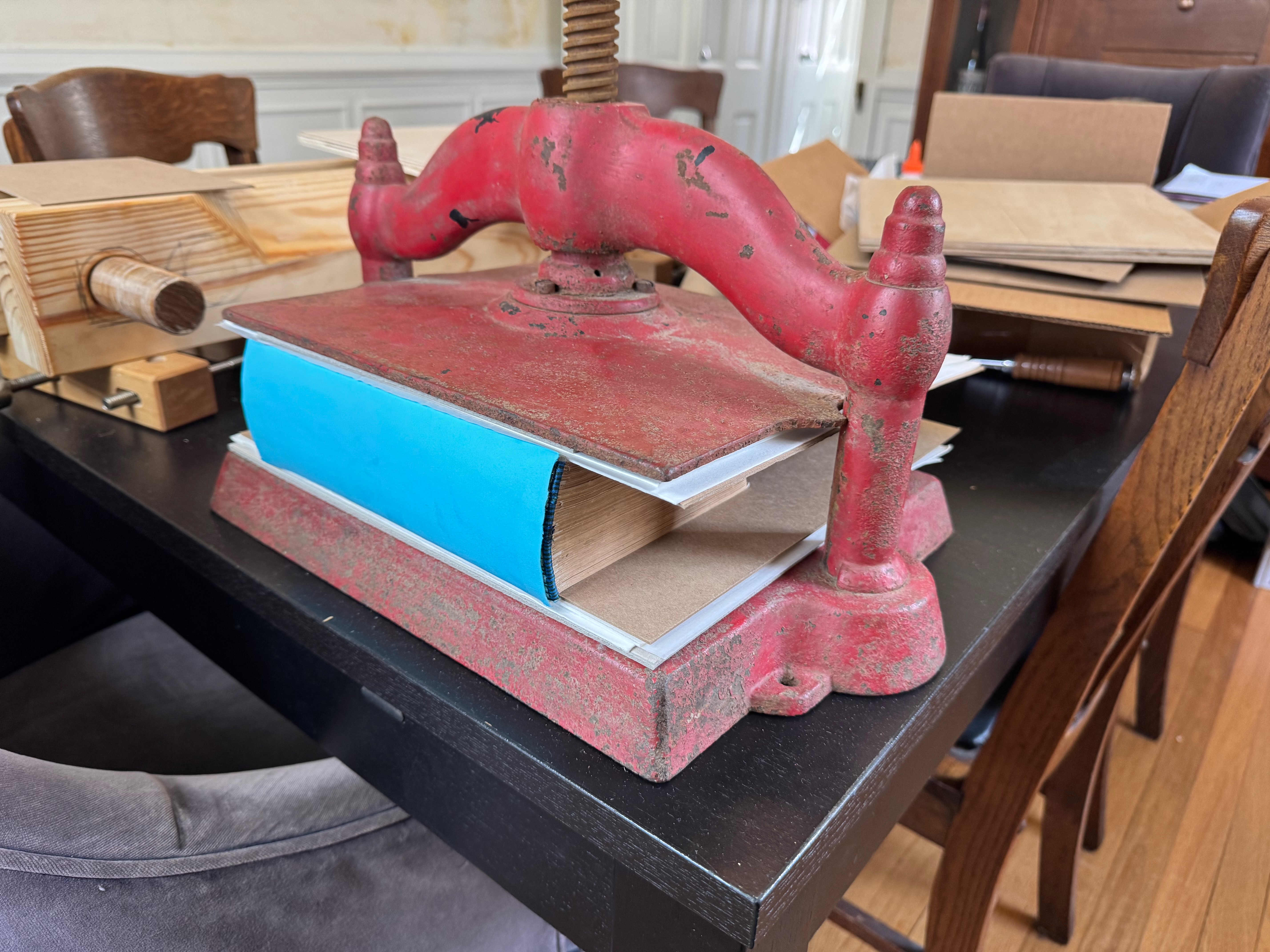 Glued, positioned, and pressed
