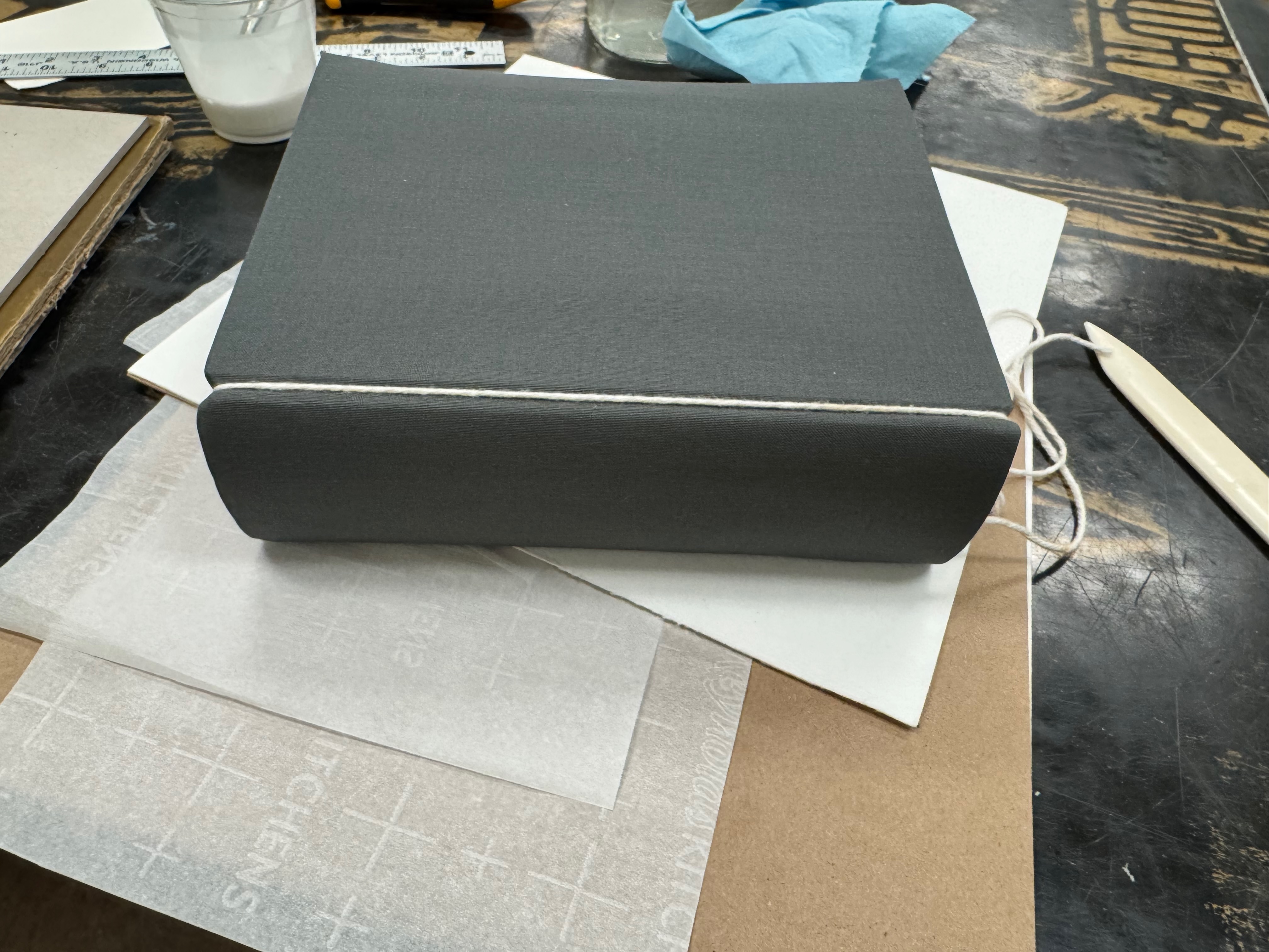 Started with the spine, and tied cord around it to emphasize the shape