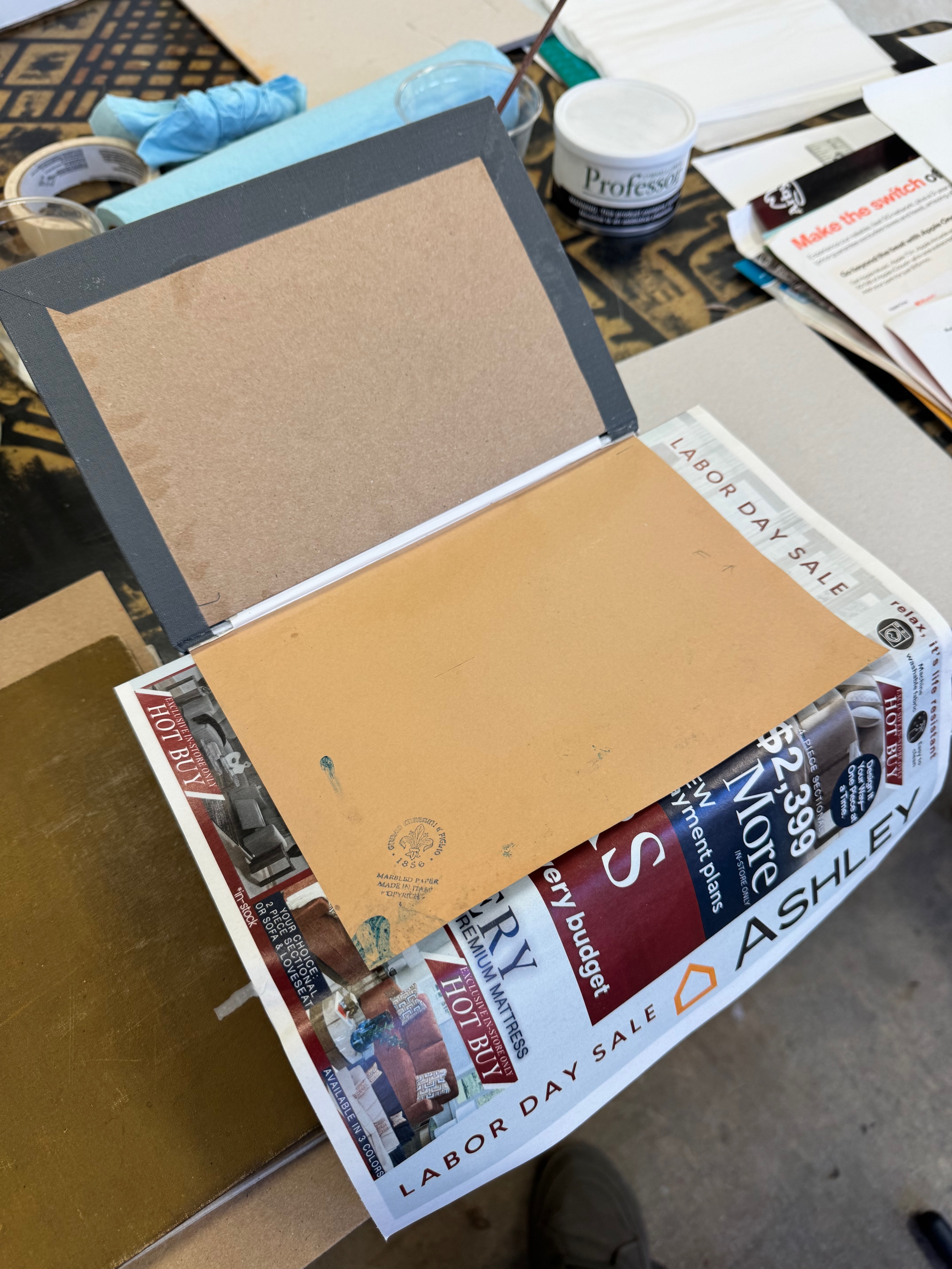 Protecting the text block with scrap paper